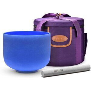 Blue G Note Crystal Singing Bowl Throat Chakra 10' with Heavy Duty Carrying Case